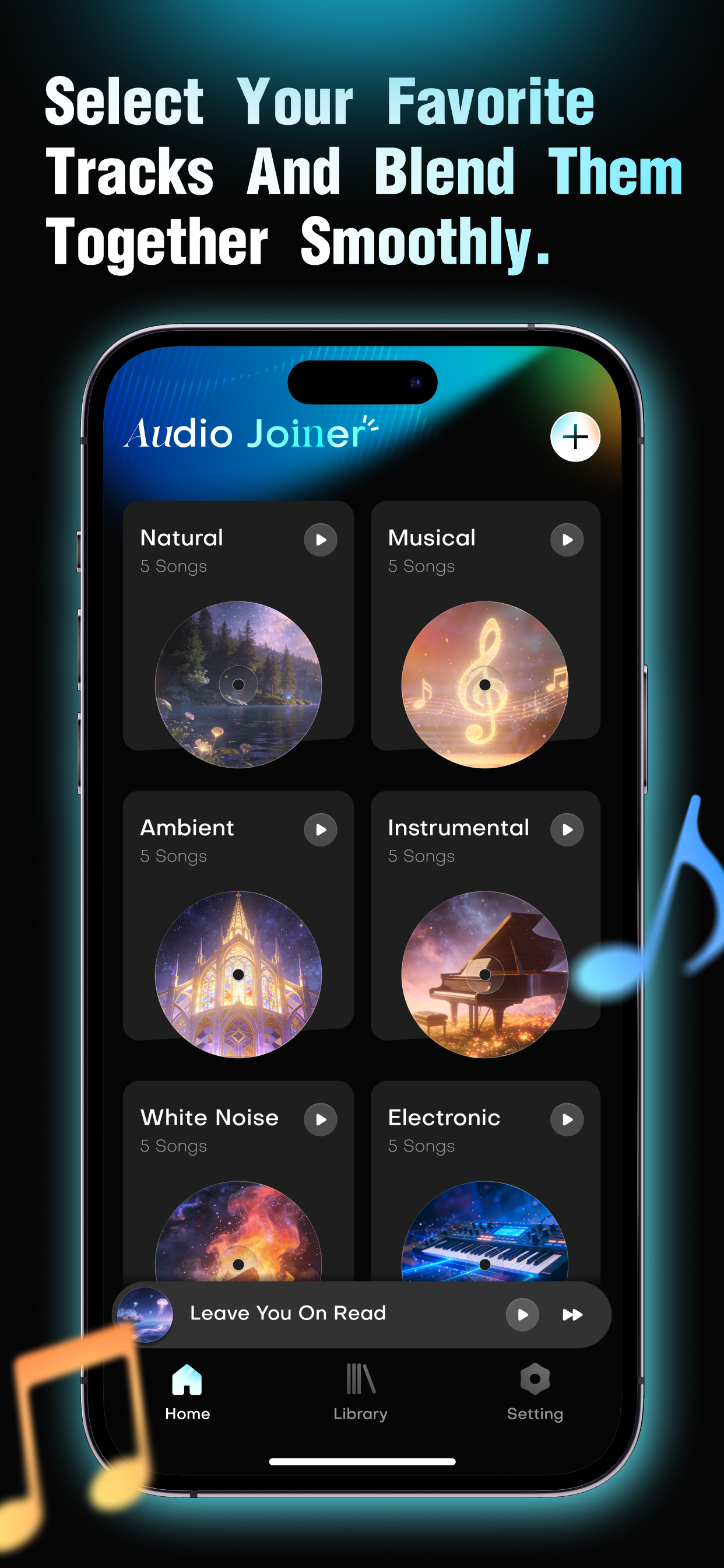 Audio Joiner track categories screen